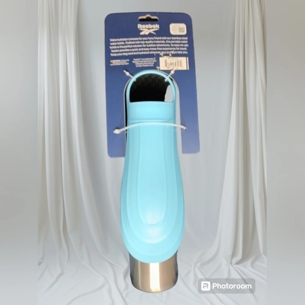 Reebok Pet Travel Bottle Feeder Blue Stainless Steel